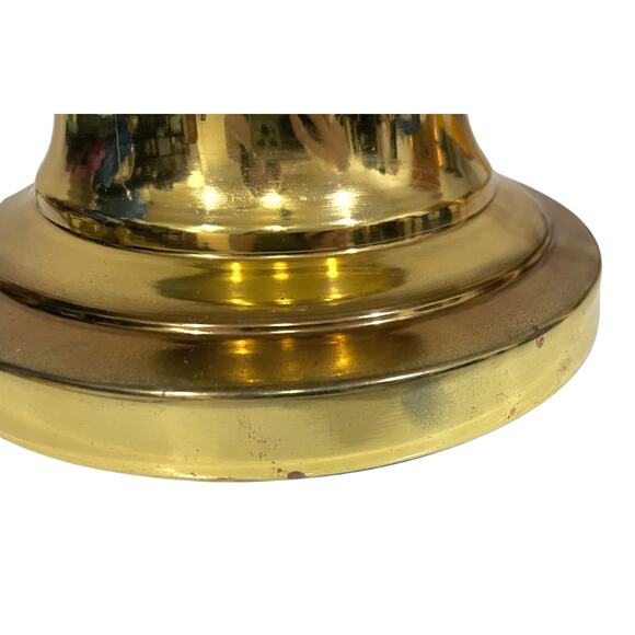 Vintage Gold Brass and Dark Green Table Lamp Neoclassical Column Cylindrical 30” - Picture 4 of 14